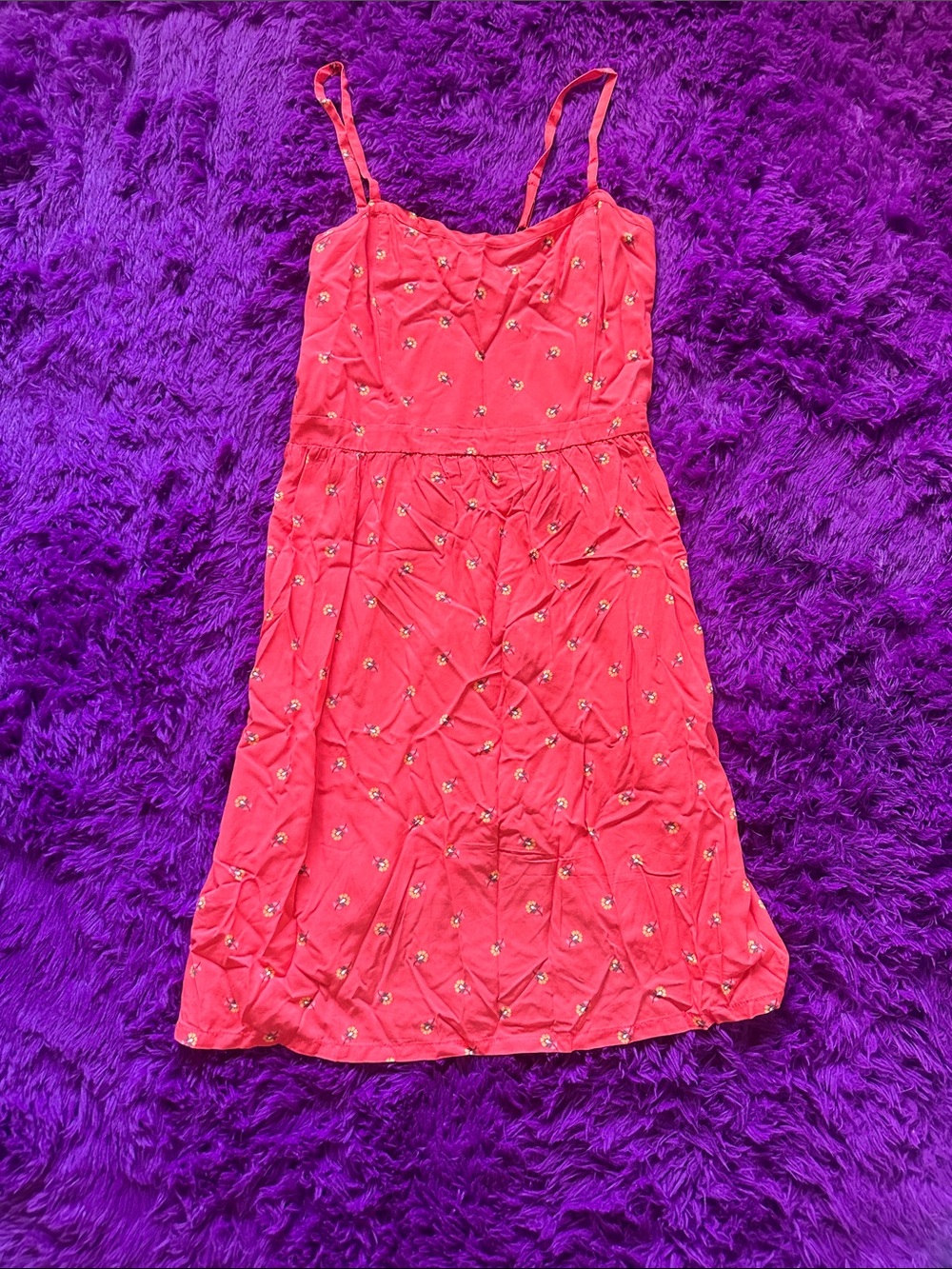 Old Navy Coral Pink Spaghetti-Strap Dress with Tiny Floral Print